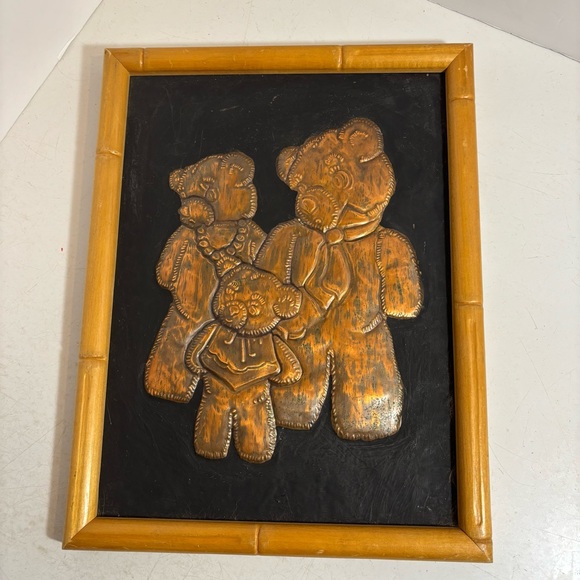 Vintage Other - Vintage copper bear family wooden framed picture wall art Hyland gallery